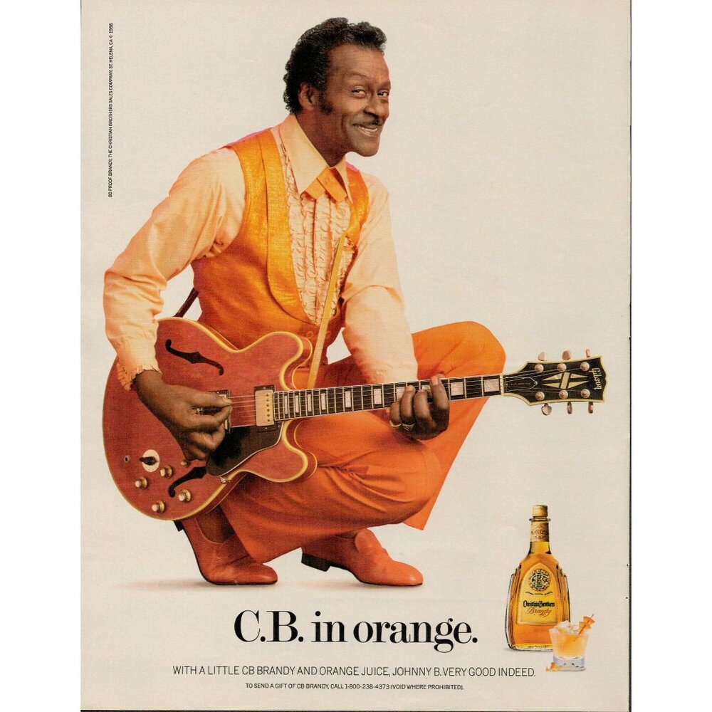 1988 Christian Brothers Brandy f/ Chuck Berry Vintage Print Ad (L15)